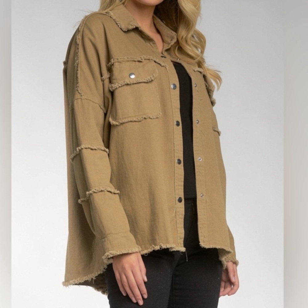Elan Tan Frayed Edge Jacket - Preloved